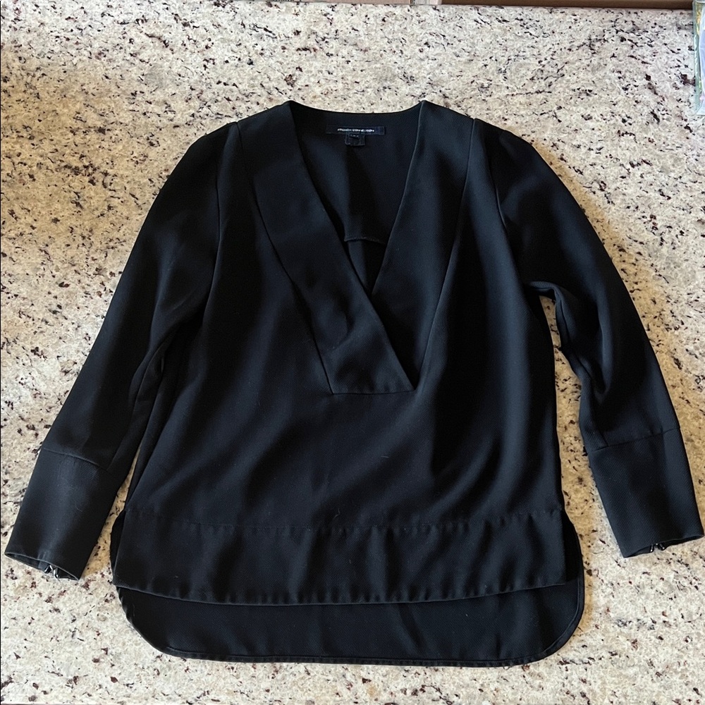 French Connection Black V-Neck Blouse